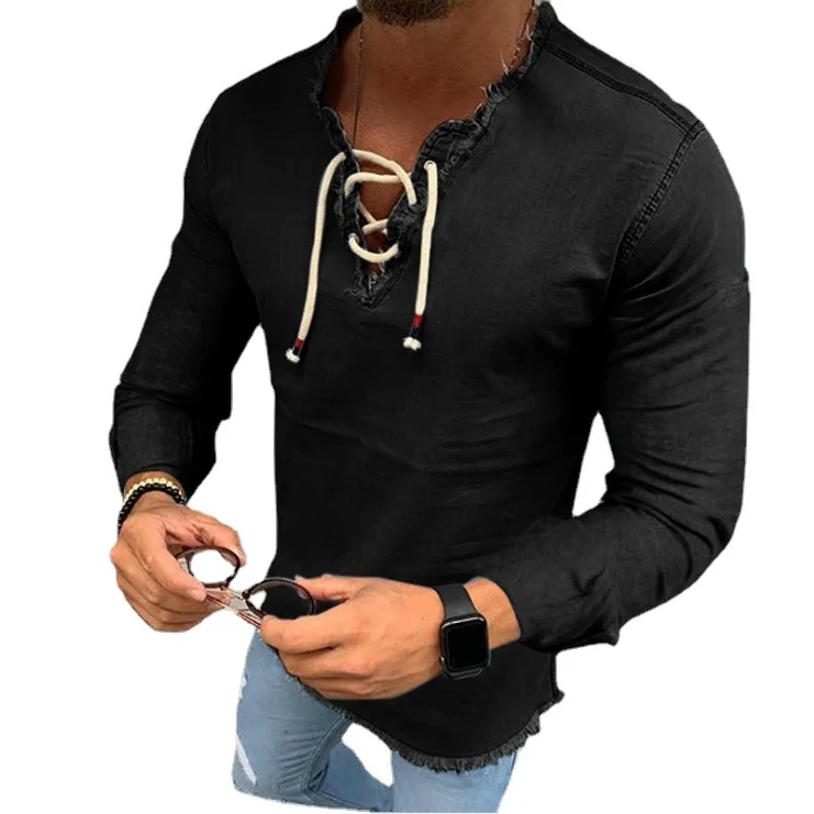 

Casual Men's Shirt Fashion Bandage Short Sleeve Outwear Office Male Long Sleeve Fit Male Slim Blouse Streetwear Autumn 2021