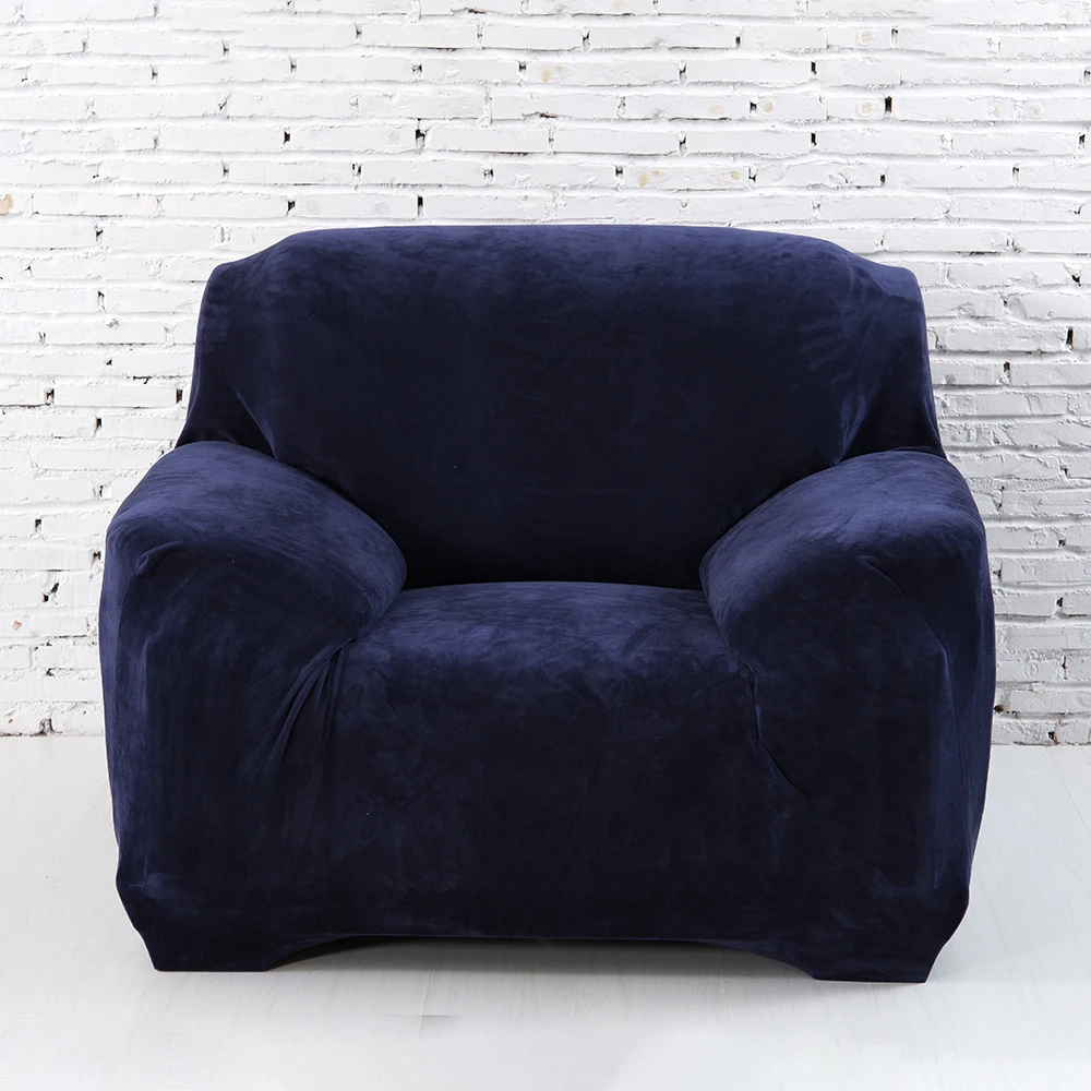 Navy Blue Плюшевые утепленные чехлы для диванов подушка для гостиной угловой эластичный диванные покрывала одеяла секционный Чехол Декор 1/2/3/4 местный - Цвет: Navy Blue