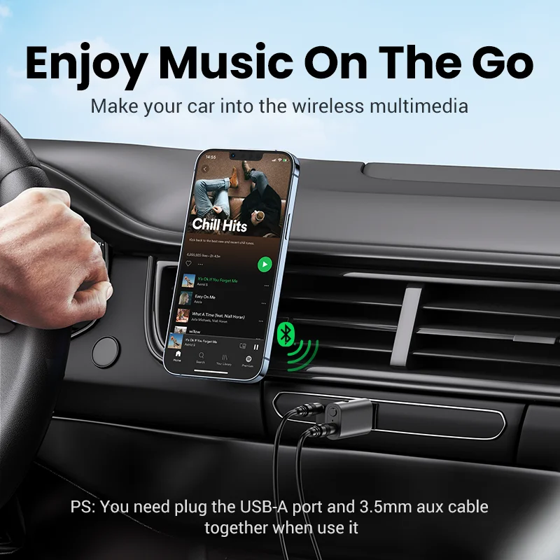 Автомобильный Bluetooth-адаптер UGREEN 2 в 1 Bluetooth 5 стереопередатчик приемник