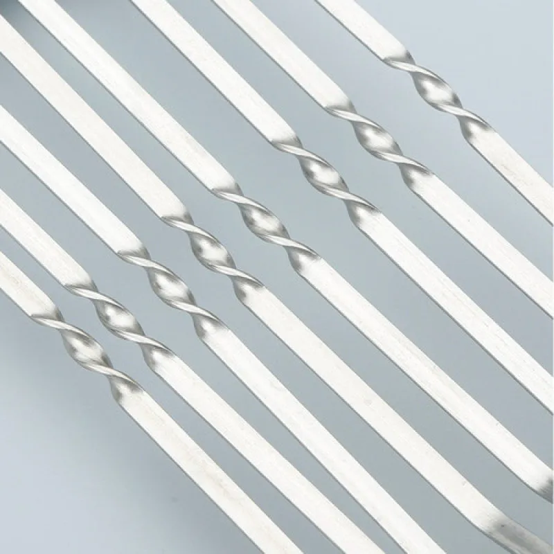 10 pieces of stainless steel flat skewers barbecue grill tools kebab sticks outdoor | Дом и сад