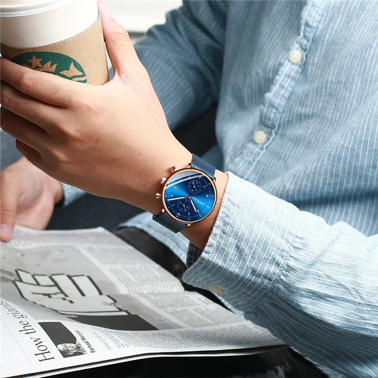 

CRRJU 2278 Luxury Brand Men Quartz Watches Fashion Full Steel Business Wristwatch Waterproof Male Clock