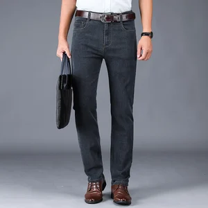 Мужские прямые брюки NIGRITY, повседневные модные джинсы черного, серого цветов, большие размеры 28-42, Осень-зима 2019