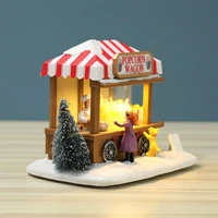 1pcs vintage christmas snow led warm light miniature popcorn wagon village xmas table desktop decoration