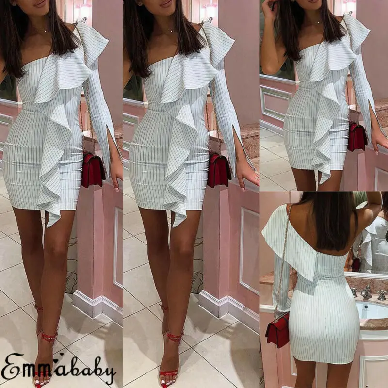 Женское пикантное летнее платье с оборками Полосатое Бандажное мини-платье на