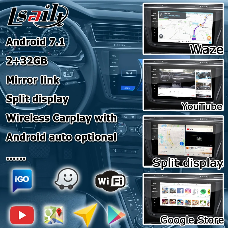 Android/carplay интерфейс коробка для Volkswagen Tiguan MIB MQB система 8 9," Android навигация видео интерфейс Lsailt