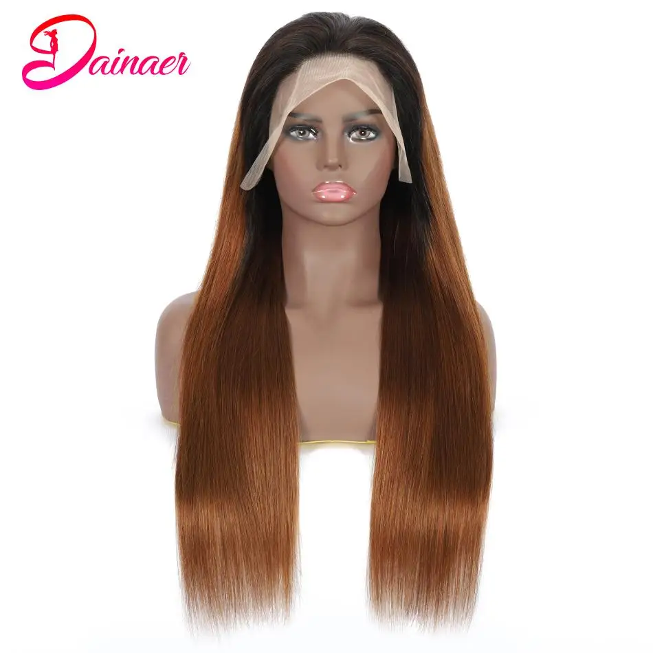 30 Inch Straight Lace Front Wig  Colored T1B/30 Straight Human Hair Wigs For Women Brazilian Ombre Honey Blonde Lace Front Wig