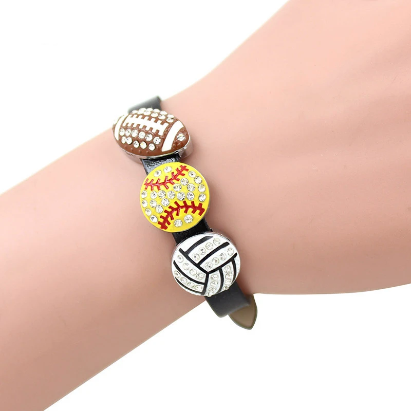 Crystal Basketball Baseball USA Football Volleyball Slide Charms Sport Sliders For 8mm Bracelet Necklace 2019 DIY Jewelry Making | Украшения