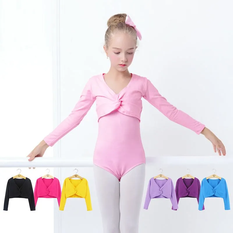 

Girls Ballet Crop Tops Dance Leotards Coat High Waist Ballet Clothes Children Long Sleeve Gymnastics Leotard Overall 7 Colors