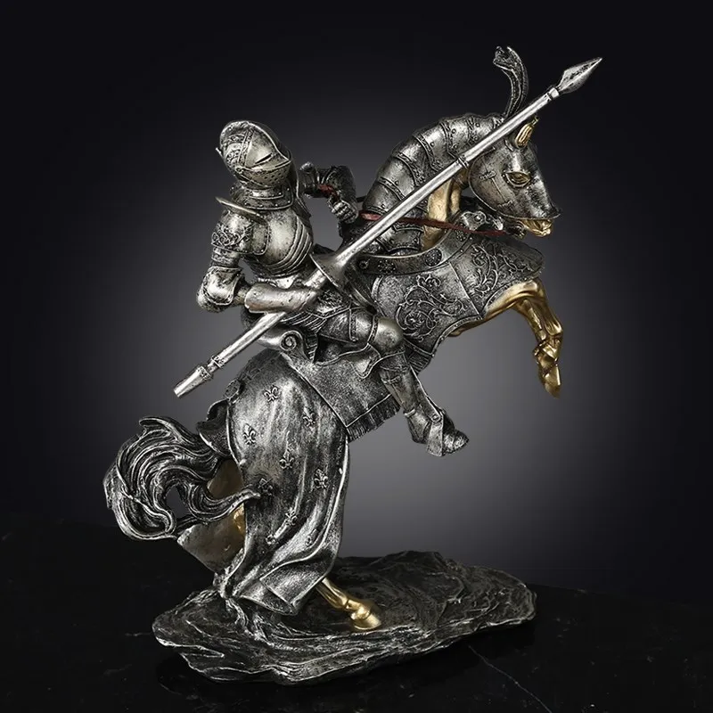Nordic Retro Riding Warrior Art Sculpture Abstract Horse Figurine Resin Art&Craft Home Decoration Opening Gift R2618