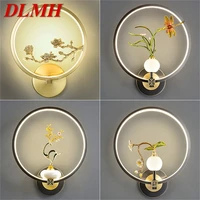 dlmh indoor brass wall light sconces jade lamps modern creative fixture decorative for home