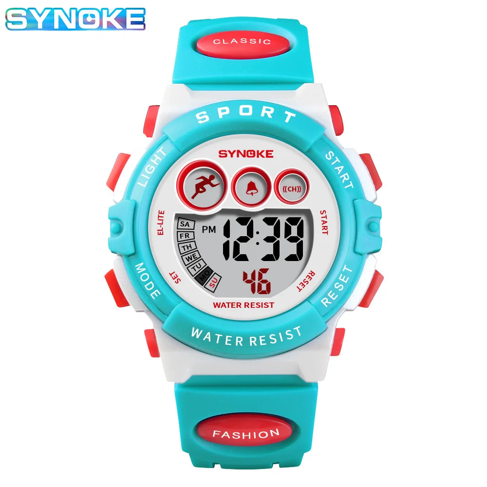 SYNOKE Kids Watches 50M Waterproof Colorful LED Flash Watch Electronic Clock Children Digital Watch Girls Boys Gift Relojes