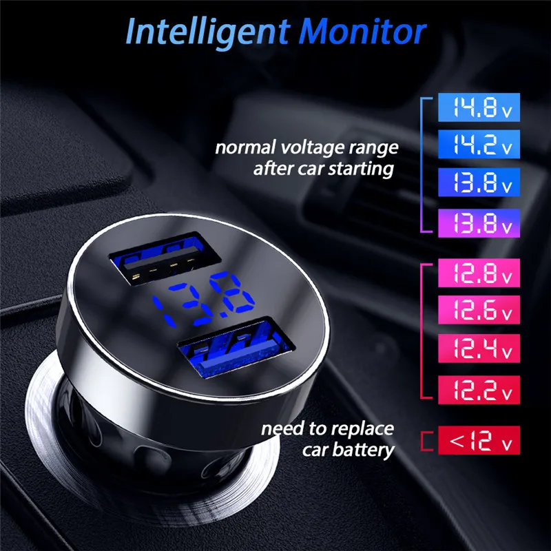 Автомобильное зарядное устройство 4 8 А два порта USB быстрая зарядка QC 3 0