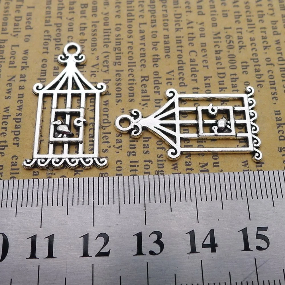 

120pcs Bird Cage Charms 17mm x 31mm DIY Jewelry Making Pendant Antique Silver Color