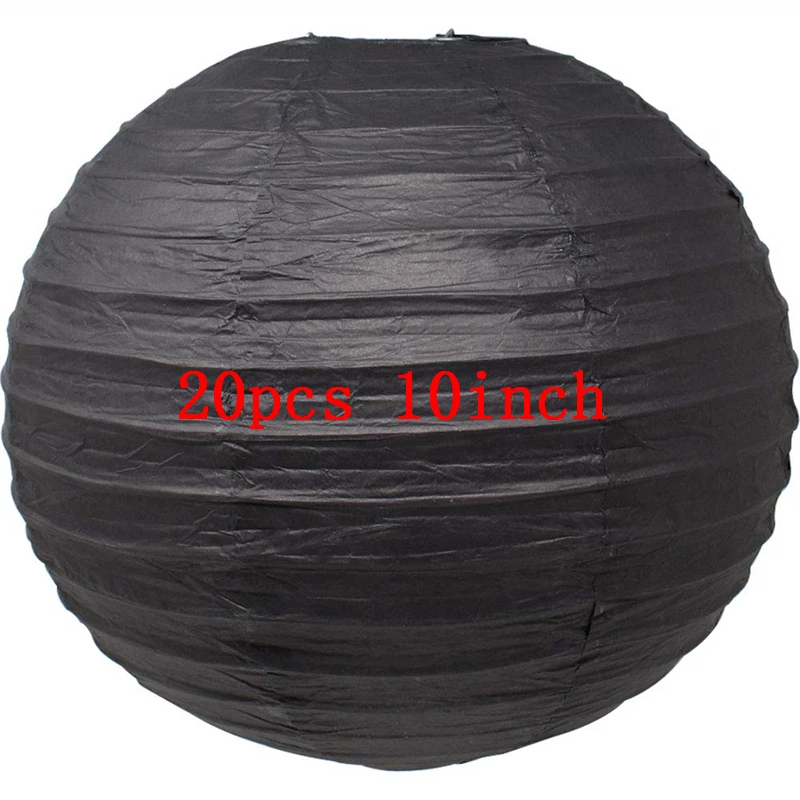 20pcs 10inch black Ipalmay-золотые черно-белые подвесные круглые бумажные фонарики 8-10 дюймов для свадьбы или «нулевого дня рождения» события день рождения для улицы - Цвет: 20pcs 10inch black