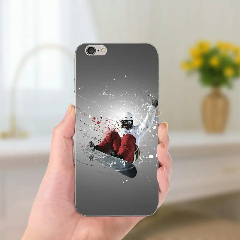 Экстрим Сноубординг чехол для телефона iPhone 8 7 6 6S Plus X 5 5S SE 5C 4 Coque Shell Funda Мягкий