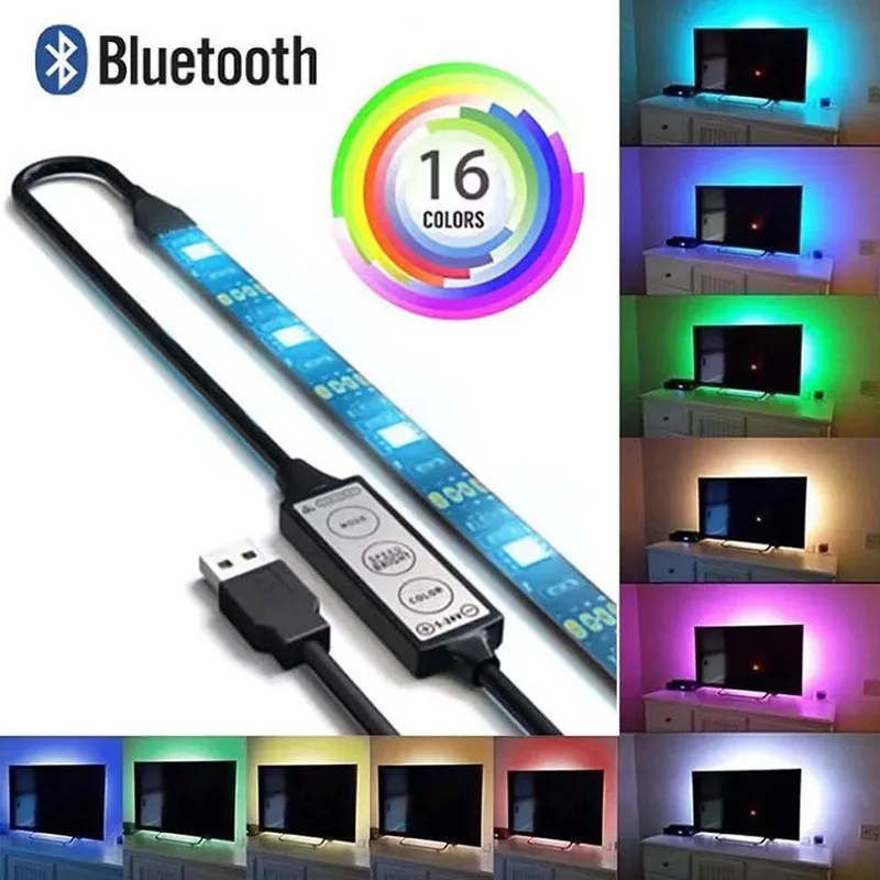 Bluetooth RGB Светодиодные ленты светильник 5050 Водонепроницаемый 5 м Диодная лента