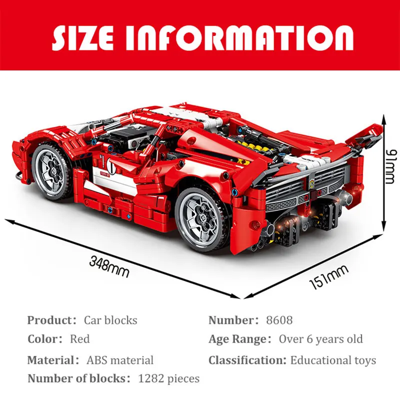 

City Technic Pull Back Sports Car Red Model Building Blocks Kit Mechanical Speed Race Cars Diamond Bricks Supercar Toys for Kids
