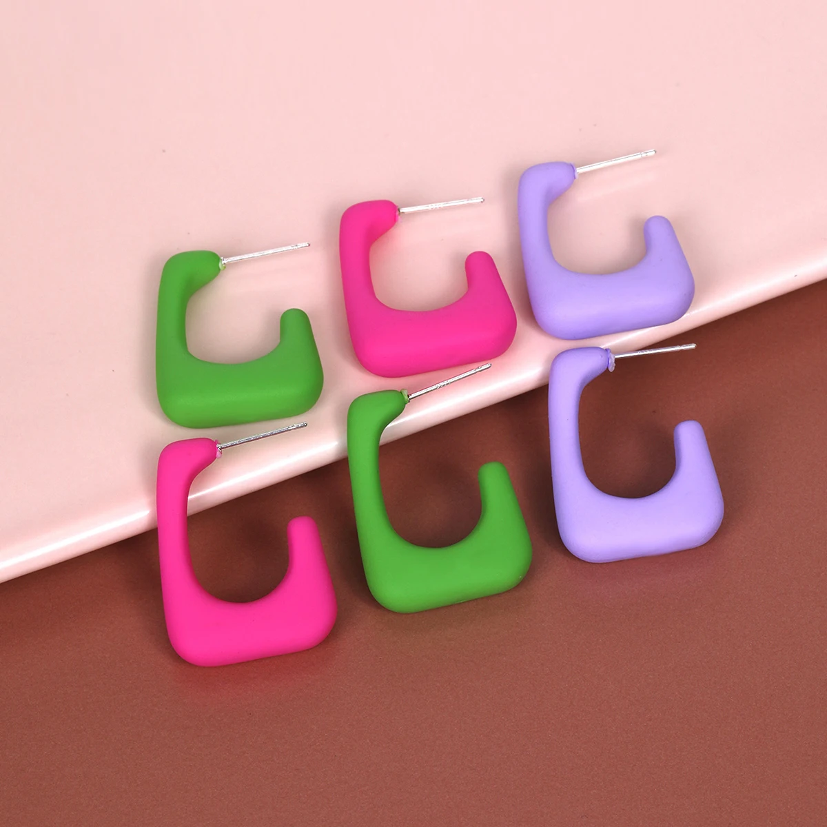 

3/Pair of Simple Square Earrings Female Geometric Plastic Exaggerated Earrings Fashion Earrings 2021 New