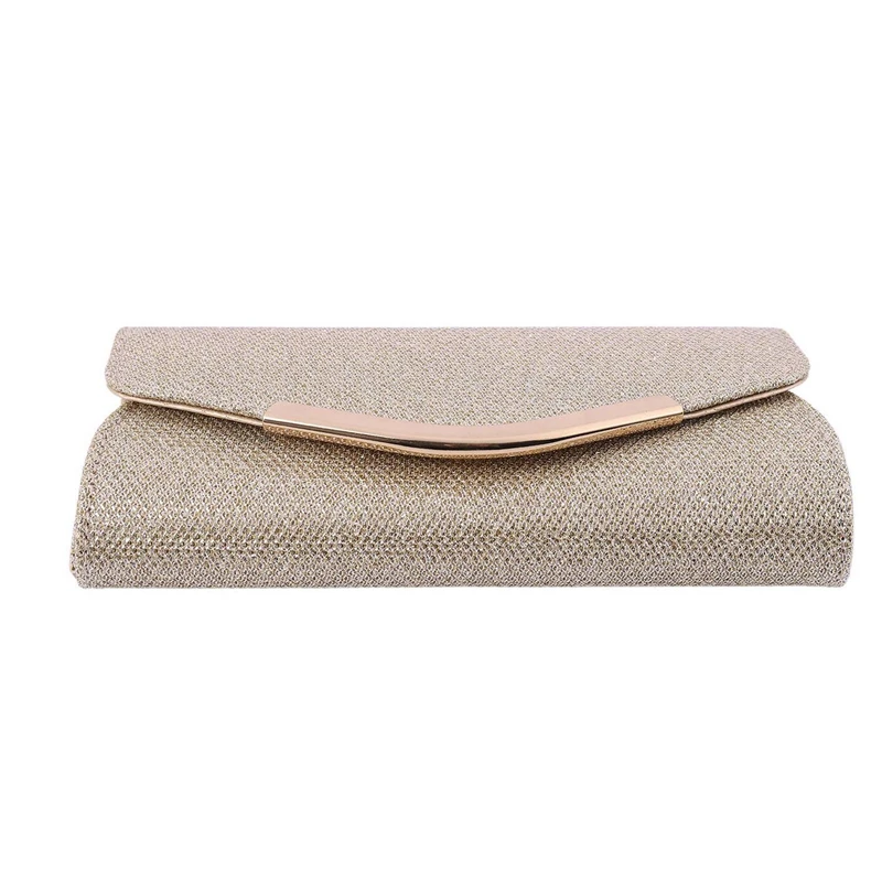 

1 Pcs Women Bags Upscale Evening Party Small Clutch Bag Gold & 1 Pcs Pearl Crocodile Pattern Shoulder Messenger Bag