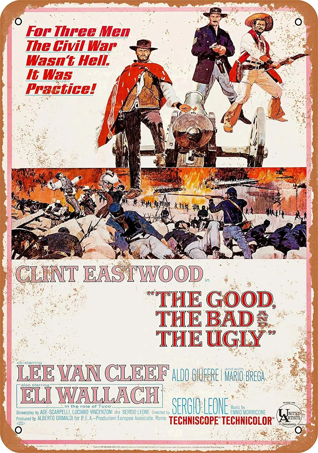 

WallColor 10 x 14 Metal Sign 1966 The Good, The Bad and The Ugly Movie Vintage Look