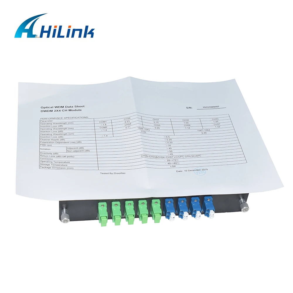Hilink оптическое WDM оборудование DWDM MUX/DEMUX 2X4CH двойное волокно LGX Тип |