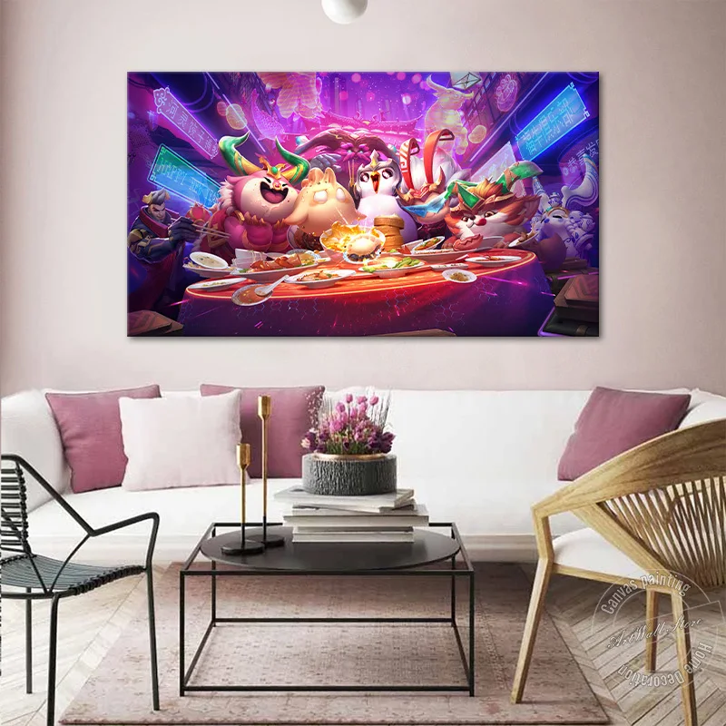 Настенная картина Лига Легенд с маленьким призраком декор для гостиной игровой