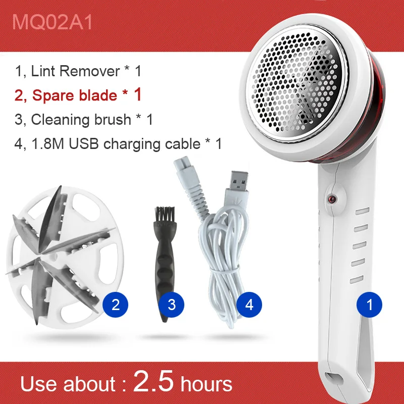 2.5 hours 1 blade Расширенный 9 Вт средство для удаления ворса, USB Электрический свитер одеть ворсистая шерсть ткань бритва с одеждой пух ковер Чистящая машина Новинка - Цвет: 2.5 hours 1 blade