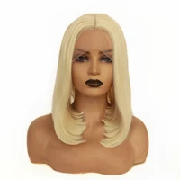 blonde synthetic wig natural straight bob lace front wig short blond synthetic hair womens heat resistant middle part 14inch
