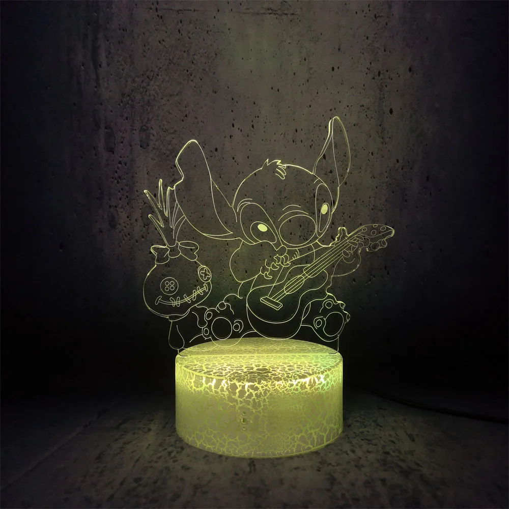 Ститч 3D Светодиодная лампа игра укулеле хороший инопланетянин собака милый
