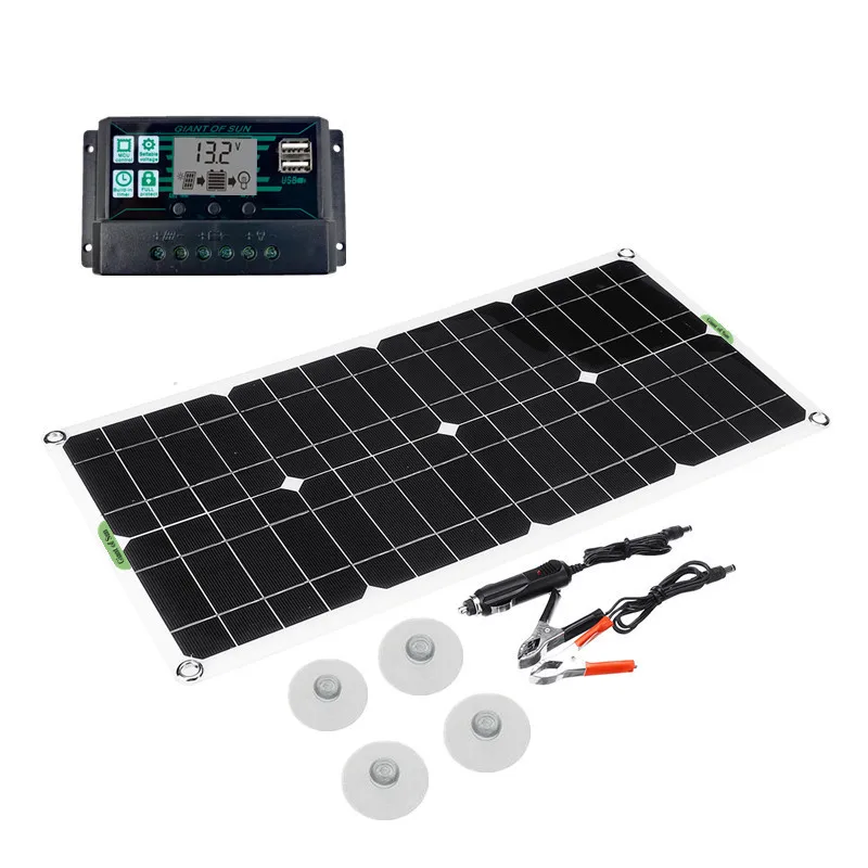 

100W 18V battery board USB DC single crystal solar charger car RV boat charger fast charge