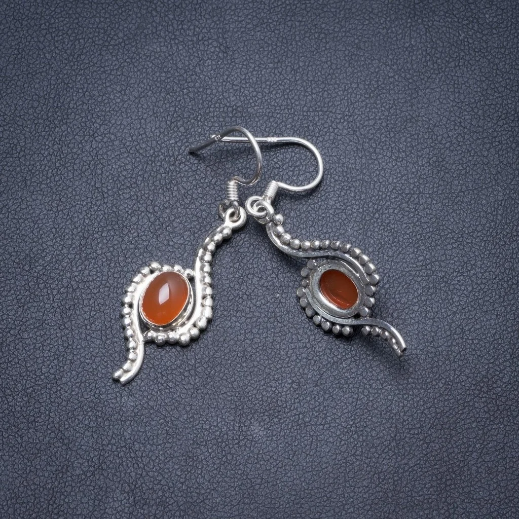 Натуральный Сердолик ручной работы Уникальные 925 пробы серебряные серьги 1 75