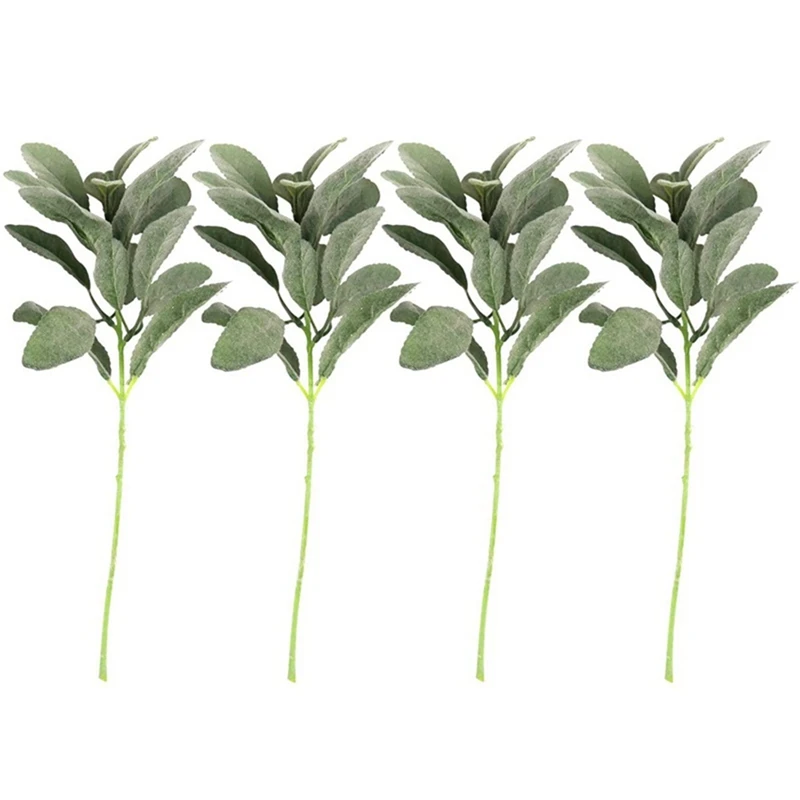 

14Pcs Artificial Flocked Greenery Leaves Short Stems,Faux Lambs Ear Greenery Urn Filler Greenery Plants for Home Wedding