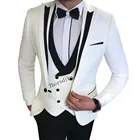 Thorndike мужской костюм из 3 предметов, приталенный деловой костюм белого цвета с острым отворотом, мужской смокинг для свадьбы (пиджак + жилет + штаны)