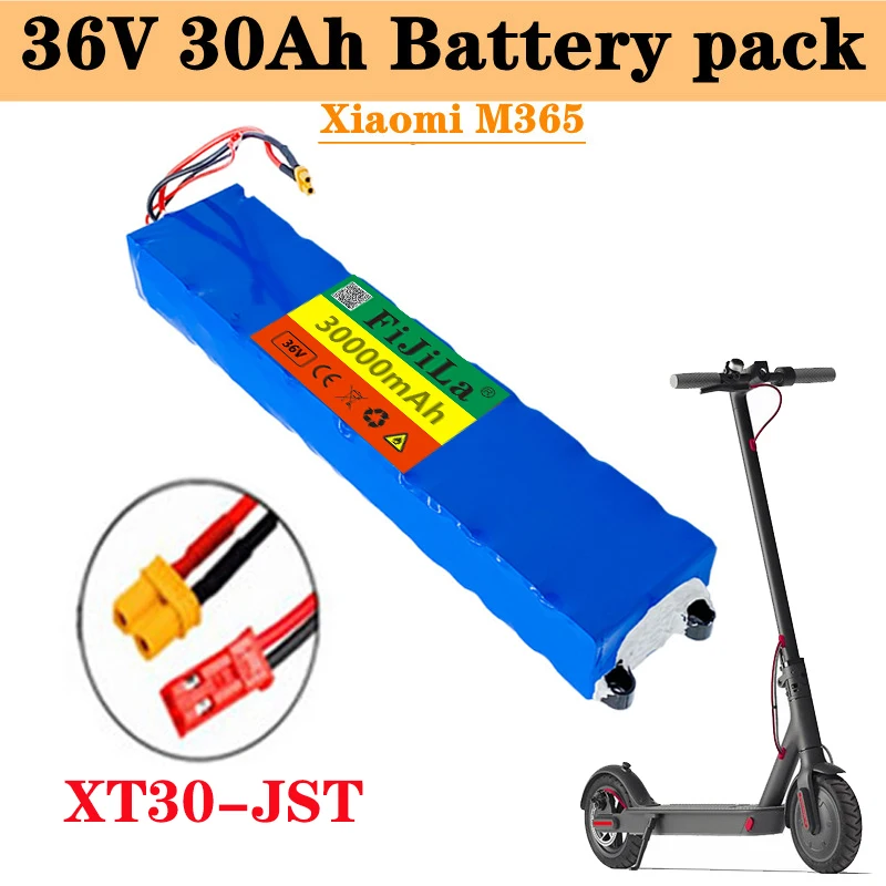 

2021 new high power 36V battery 10s3p 30ah Xiaomi m365 battery pack 30000mah is suitable for eBike electric bicycle with BMS