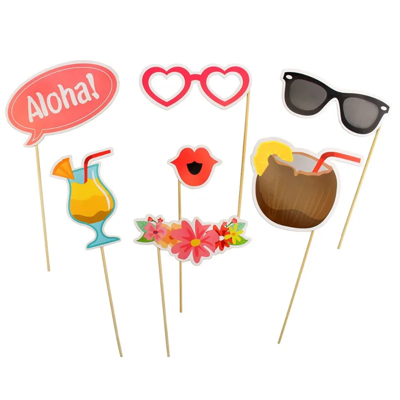 21Pcs Flamingo Photobooth Props Wedding Party Decoration Brithday Photo Booth Kit Accessories Hawaii Tropical PT28 - купить по