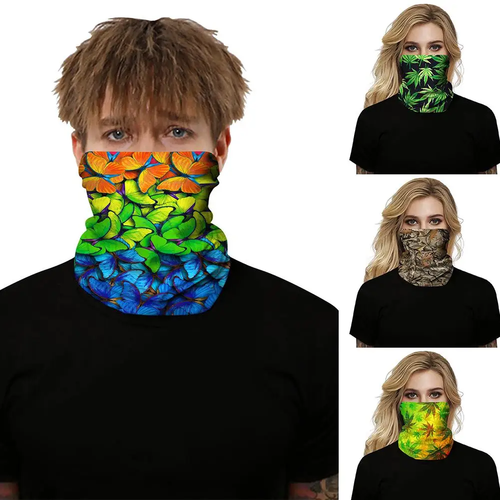 

Leaf Print Dust Proof Anti UV Face Cover Neck Gaiter Bandana Outdoor Headband Respirator for Summer Stop The Flying Spit