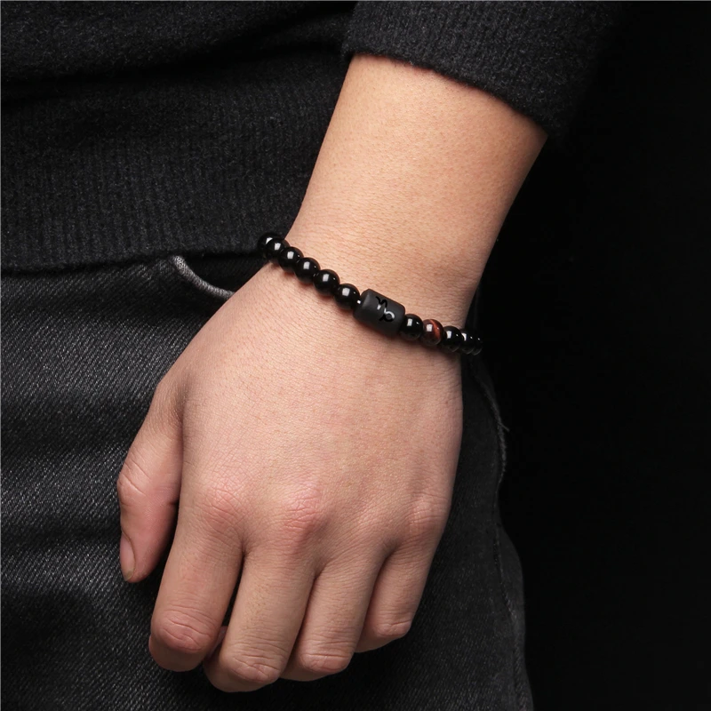 

Natural Black Onyx Stone Beads 12 Constellation Pisces Cancer Leo Chakra Bracelet for Women Couples Men Bracelet Birthday Gifts