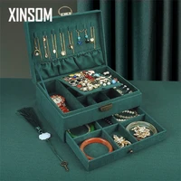 xinsom jewelry box organizer vintage velvet multilayer necklace earrings rings bracelets jewelry storage box casket girls gift