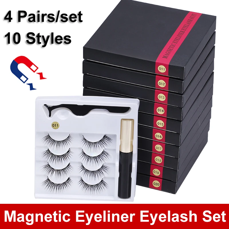 4 пар/компл. 5 мм магнитных ресницы Магнитная жидкая подводка для глаз набор