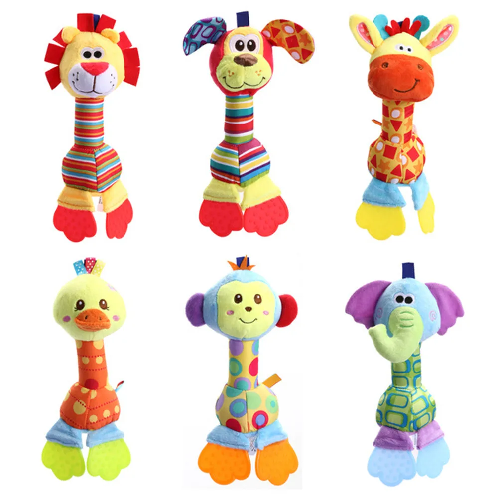 Baby Newborn Cartoon Animal Bed Hanging Rattle Giraffe/Elephant/Lion/Duck/Puppy/Monkey Handbells Infant Teether | Игрушки и хобби