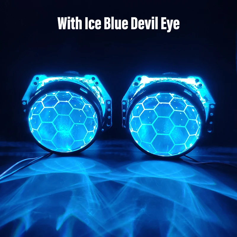 With Ice Blue Для Hella 3R G5 5 фары линзы Honeycomb HID проектор D1 D2 D3 D4 Bi-xenon 3,0 травление линзы тюнинг аксессуары футбольный стиль - Цвет: With Ice Blue