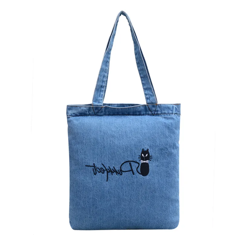 

Женская джинсовая тканевая Для женщин многоразовые сумки для покупок в ковбойском стиле ткань женская сумка-тоут Сумки из натуральной кожи...