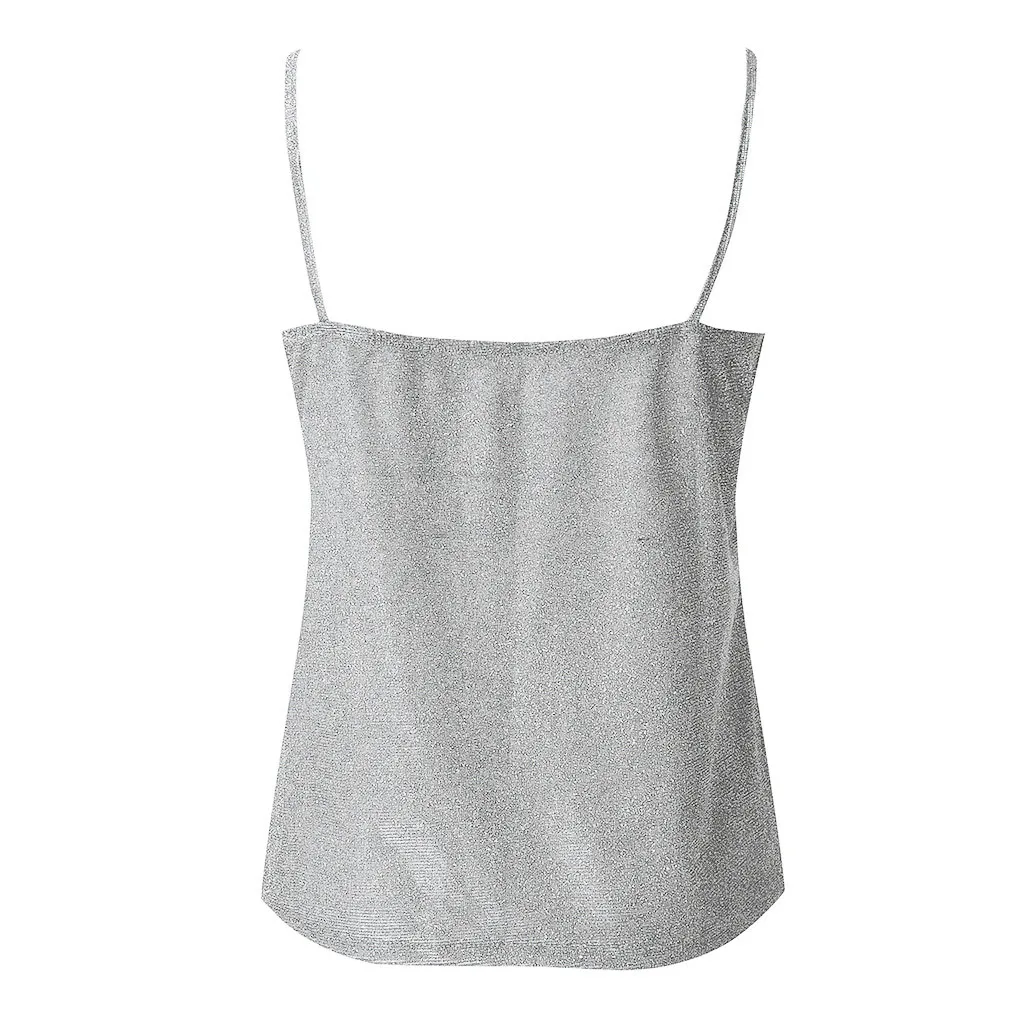 

Womens Tank Tops Glitter Strappy Ladies top Sexy Sparkle Cami Swing Vest Clubwear V Neck Cami Womens Clothing 2019 Hot