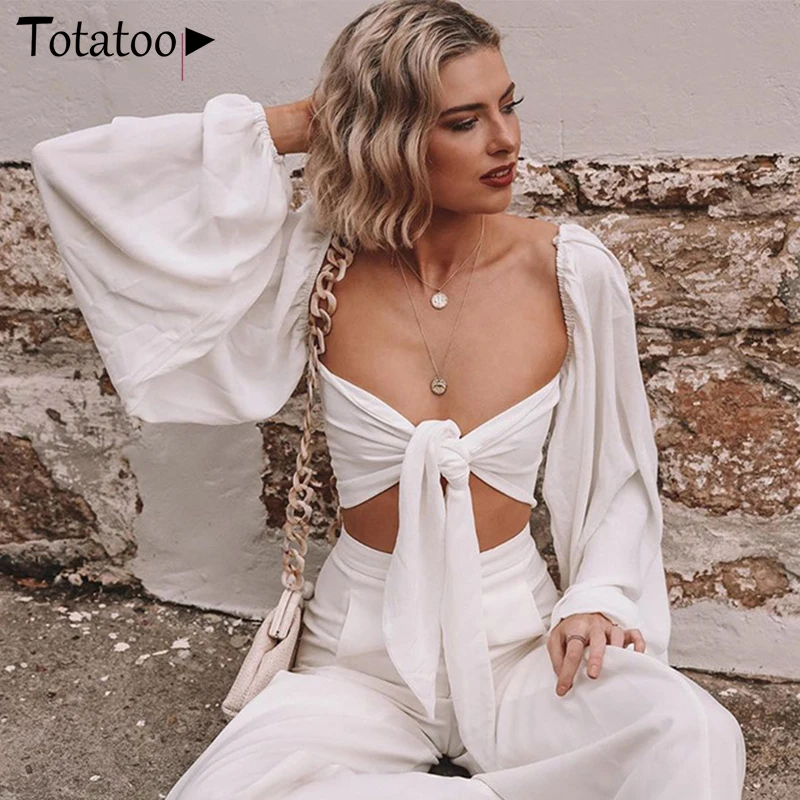 Totatop летняя блузка с рукавом фонариком и бантом рубашки женская мода без бретелек