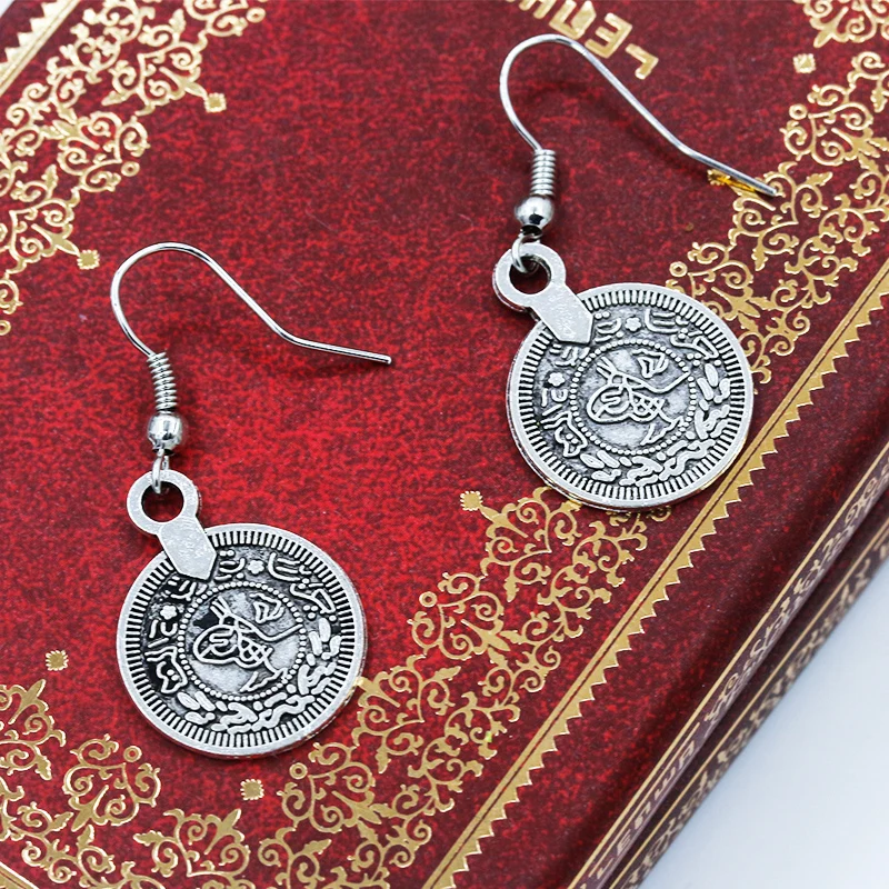 Retro Round Coin Gold Silver Drop Earrings For Women 2019 new | Украшения и аксессуары