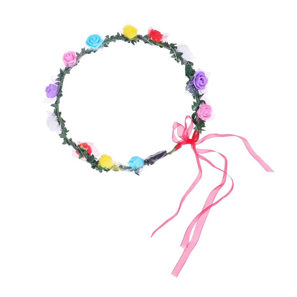 

Simulation Flowers Garland Led Hair Wreath Floral Headband Hair Accessory With Battery for Wedding Beach Photography