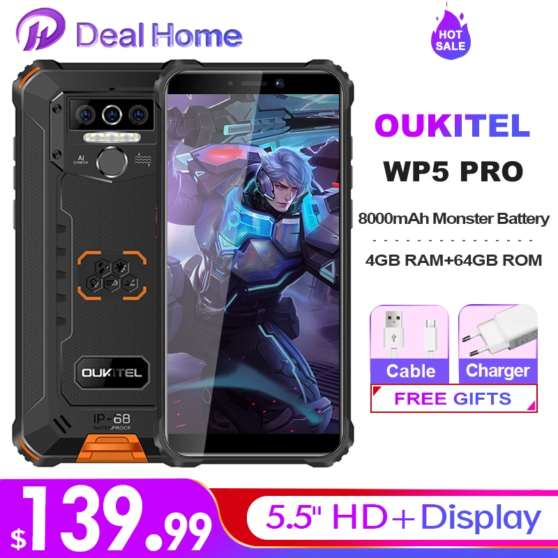 Смартфон OUKITEL WP5 Pro IP68 8000 мАч тройная камера разблокировка лицом/отпечатком пальца