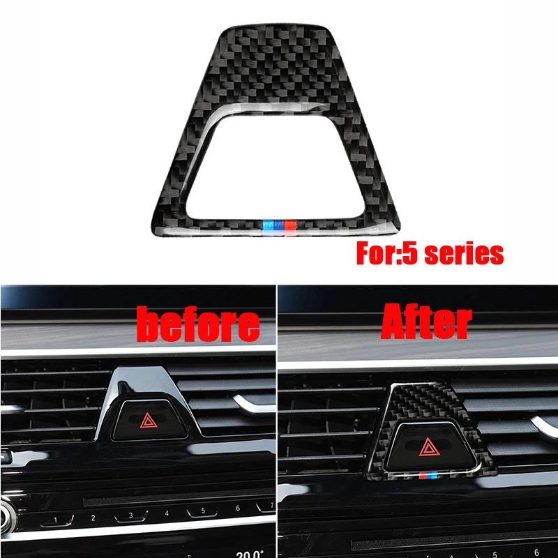 

Car Interior Accessories carbon fiber M style Warning Light button covers Decoration auto sticker For BMW 5 Series G30