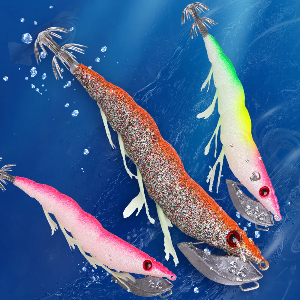 Кальмары крюк деревянная креветка приманки светящееся ваша кожа ног станет