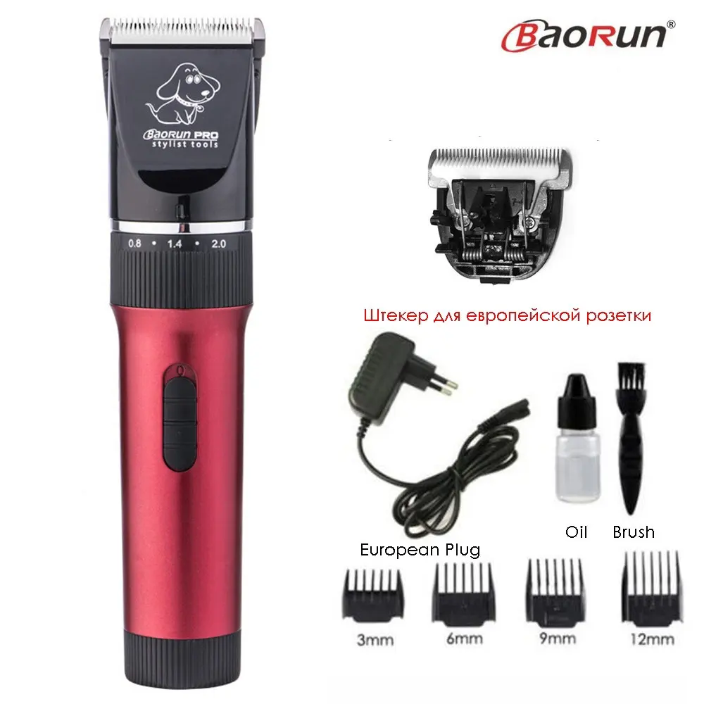 Red Add 1pcs Blade BaoRun P6, профессиональный триммер для собак, перезаряжаемая машинка для стрижки домашних животных, кошек, бритва, низкий уровень шума, электрические фрезы, машинка для стрижки - Цвет: Red Add 1pcs Blade